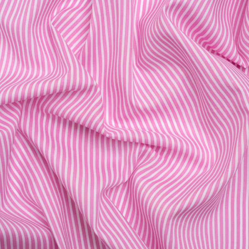 Cotton and Rayon Shirting - Rosebloom Pink and White Candy Stripes