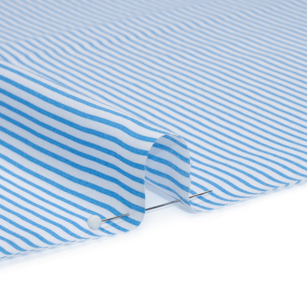 Cotton and Rayon Shirting - Blue and White Candy Stripes