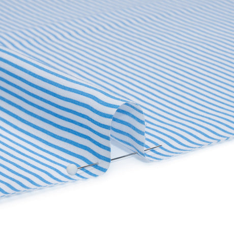 Cotton and Rayon Shirting - Blue and White Candy Stripes