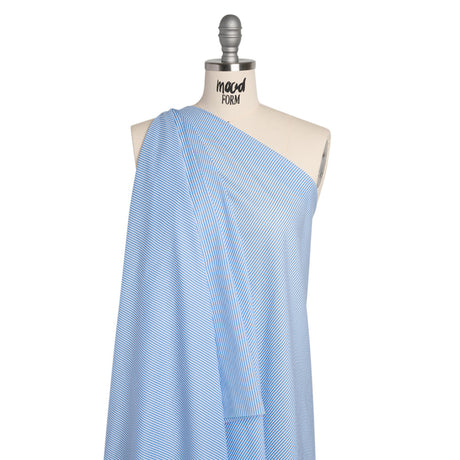 Cotton and Rayon Shirting - Blue and White Candy Stripes