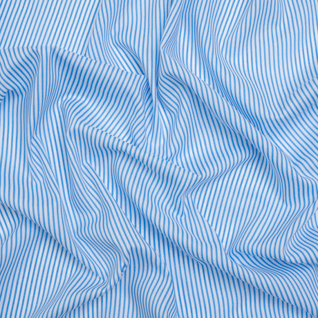 Cotton and Rayon Shirting - Blue and White Candy Stripes