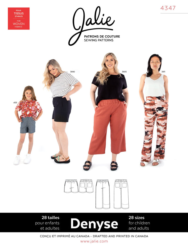 Sewing Pattern: Denyse Pull-On Woven Pants and Shorts by Jalie