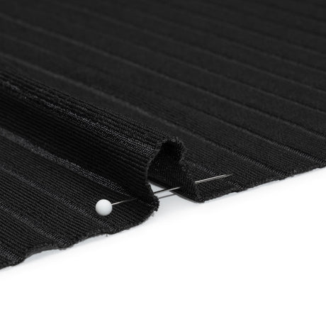 Stretch Polyester 3x10 Rib Knit - Caviar Black