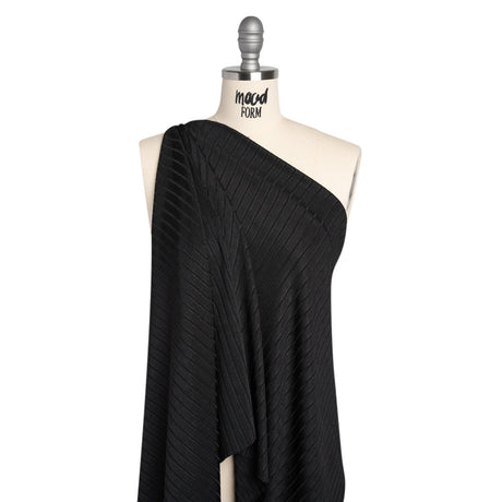 Stretch Polyester 3x10 Rib Knit - Caviar Black