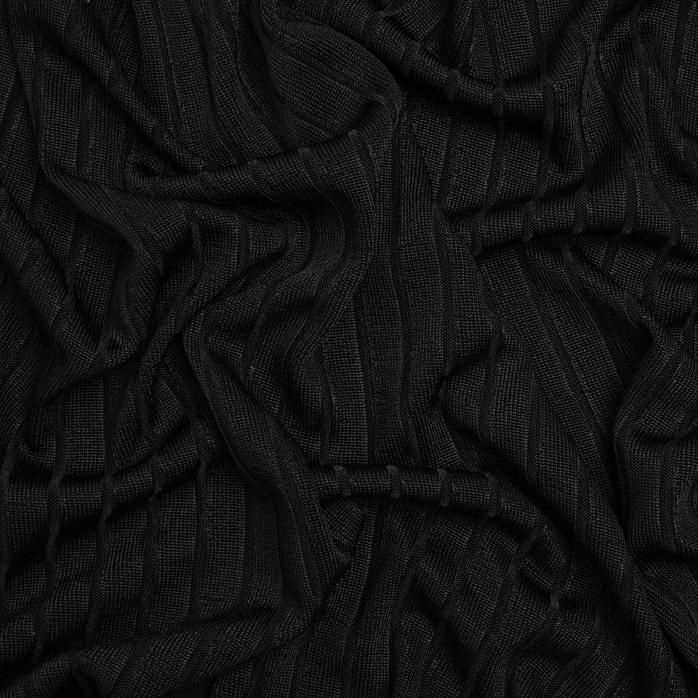 Stretch Polyester 3x10 Rib Knit - Caviar Black