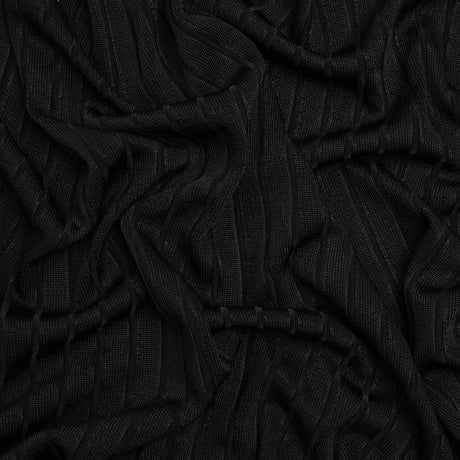Stretch Polyester 3x10 Rib Knit - Caviar Black