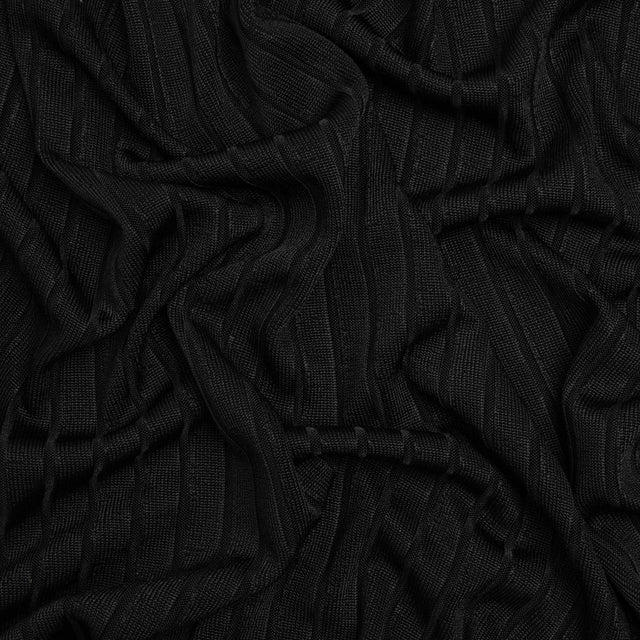 Stretch Polyester 3x10 Rib Knit - Caviar Black