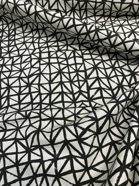 Waverly Genevieve Gorder Lattice Lace Inked Black Cotton Duck Fabric - Black/Charcoal And Beige, 54" Width (1 Yard)
