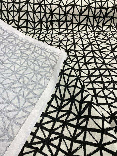 Waverly Genevieve Gorder Lattice Lace Inked Black Cotton Duck Fabric - Black/Charcoal And Beige, 54" Width (1 Yard)