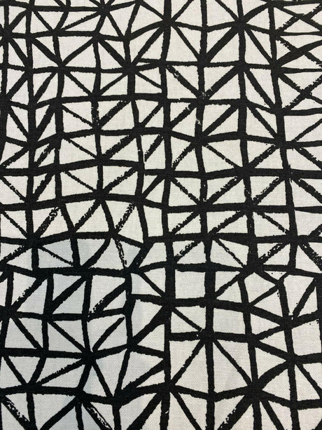 Waverly Genevieve Gorder Lattice Lace Inked Black Cotton Duck Fabric - Black/Charcoal And Beige, 54" Width (1 Yard)