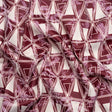 Stretch Flowers and Cranes Jacquard Print - Burgundy and White Triangles - Mood Exclusive Take Flight