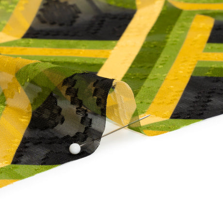 Geometric Burnout Polyester Woven Print - Green, Yellow and Black Geometric - Mood Exclusive Bananquit Babble
