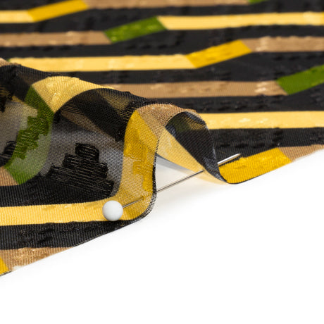 Geometric Burnout Polyester Woven Print - Yellow Zig Zags - Mood Exclusive Wicked Will Island