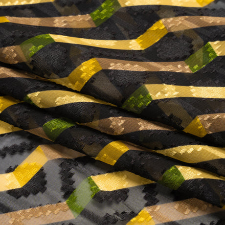 Geometric Burnout Polyester Woven Print - Yellow Zig Zags - Mood Exclusive Wicked Will Island