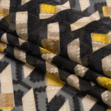 Geometric Burnout Polyester Woven Print - Black and Yellow Geometric - Mood Exclusive Treasures Untold
