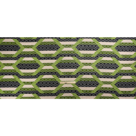 Geometric Burnout Polyester Woven Print - Green Hexagon Stripes - Mood Exclusive Archers Cay