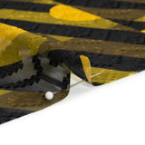Geometric Burnout Polyester Woven Print - Olive Half Circles and Stripes - Mood Exclusive Sunrise Kingdom