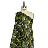 Geometric Burnout Polyester Woven Print - Green Divided Squares - Mood Exclusive Healthshire Hills