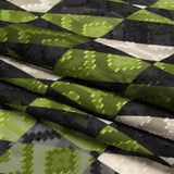 Geometric Burnout Polyester Woven Print - Green Divided Squares - Mood Exclusive Healthshire Hills