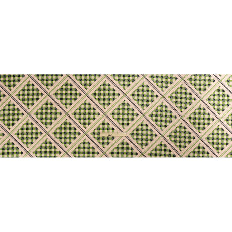 Geometric Burnout Polyester Woven Print - Leaf Green Gingham Plaid - Mood Exclusive Al Fresco Feast