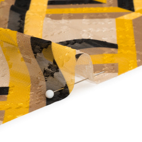 Geometric Burnout Polyester Woven Print - Yellow, Beige and Black Geometric - Mood Exclusive Bananquit Babble