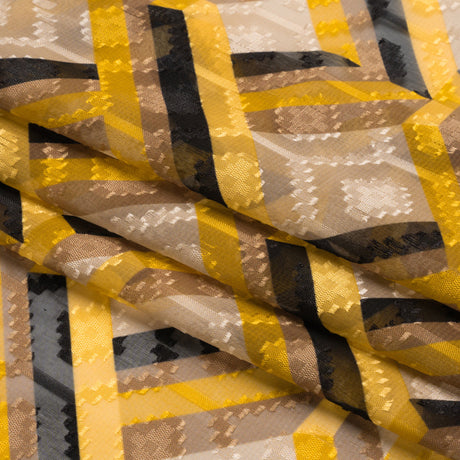 Geometric Burnout Polyester Woven Print - Yellow, Beige and Black Geometric - Mood Exclusive Bananquit Babble