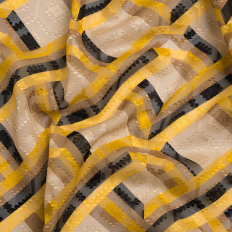 Geometric Burnout Polyester Woven Print - Yellow, Beige and Black Geometric - Mood Exclusive Bananquit Babble