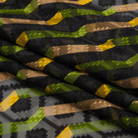 Geometric Burnout Polyester Woven Print - Green Zig Zags - Mood Exclusive Wicked Will Island