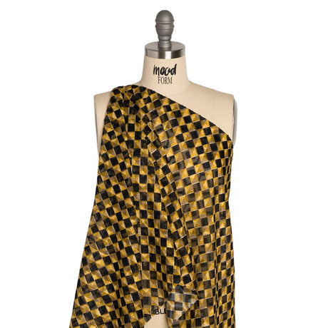 Geometric Burnout Polyester Woven Print - Yellow and Black Geometric - Mood Exclusive Raw Honey Glow
