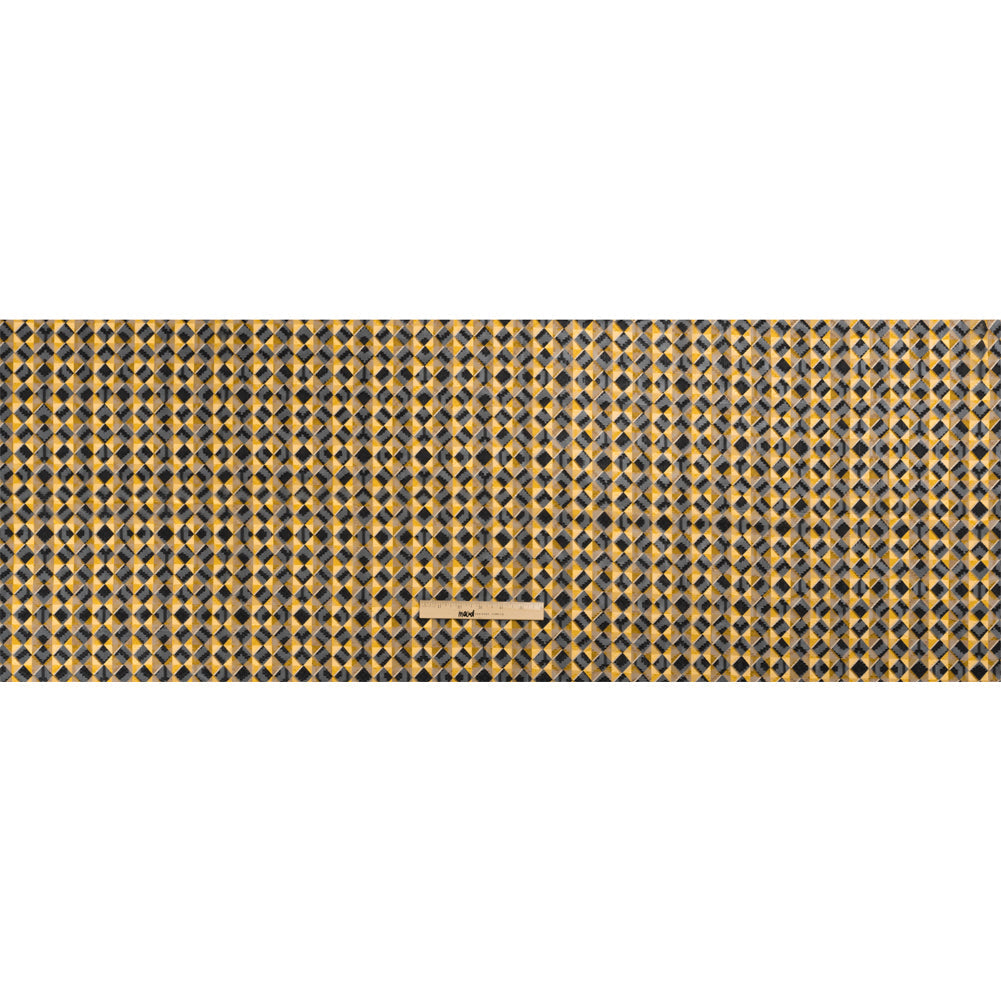 Geometric Burnout Polyester Woven Print - Yellow and Black Geometric - Mood Exclusive Raw Honey Glow