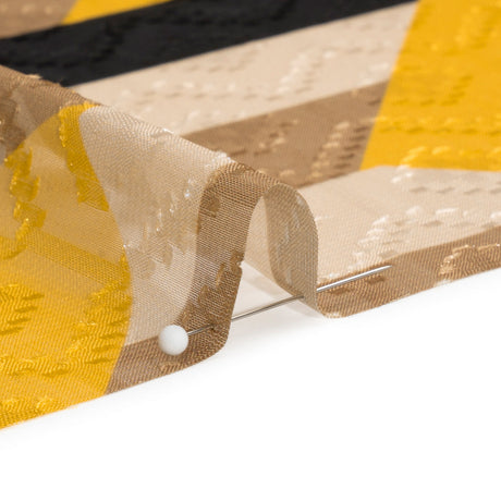 Geometric Burnout Polyester Woven Print - Yellow Hexagon Stripes - Mood Exclusive Archers Cay