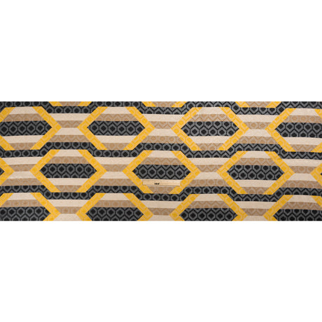 Geometric Burnout Polyester Woven Print - Yellow Hexagon Stripes - Mood Exclusive Archers Cay