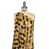 Geometric Burnout Polyester Woven Print - Yellow Circles and Rectangles - Mood Exclusive Floyd's Moon