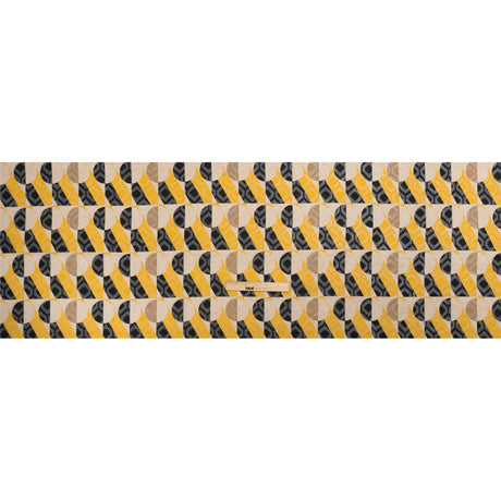 Geometric Burnout Polyester Woven Print - Yellow Circles and Rectangles - Mood Exclusive Floyd's Moon