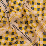 Geometric Burnout Polyester Woven Print - Goldenrod Yellow Gingham Plaid - Mood Exclusive Al Fresco Feast