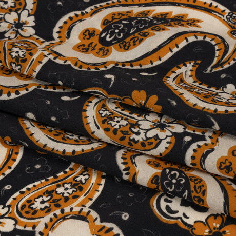 Mood Exclusive Black Here's to Paisley Lightweight Recycled Polyester Crepe