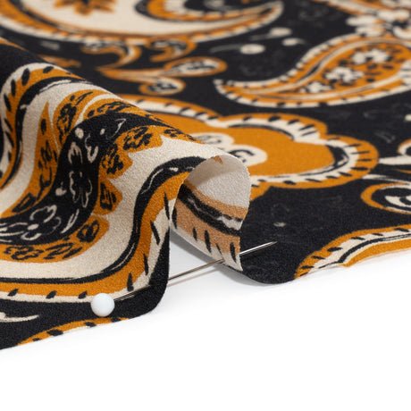 Mood Exclusive Black Here's to Paisley Lightweight Recycled Polyester Crepe