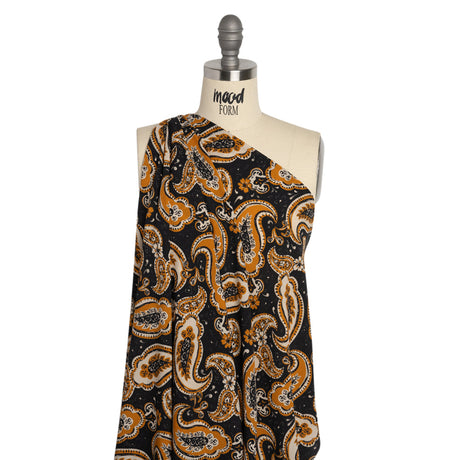 Mood Exclusive Black Here's to Paisley Lightweight Recycled Polyester Crepe