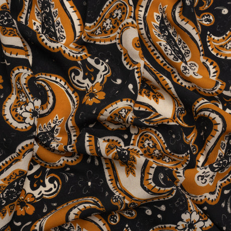 Mood Exclusive Black Here's to Paisley Lightweight Recycled Polyester Crepe