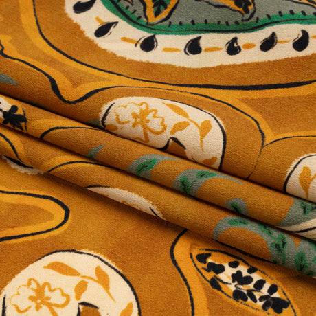 Mood Exclusive Tan Bountiful Blooms Lightweight Polyester Crepe