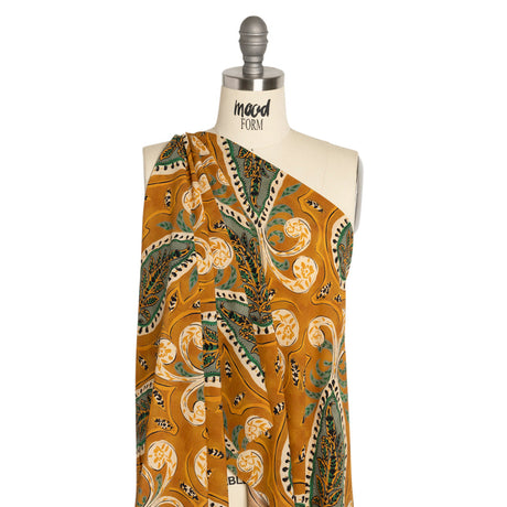 Mood Exclusive Tan Bountiful Blooms Lightweight Polyester Crepe