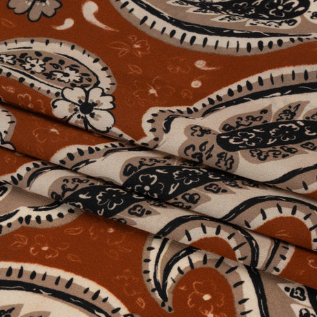 Mood Exclusive Brick Here's to Paisley Lightweight Recycled Polyester Crepe