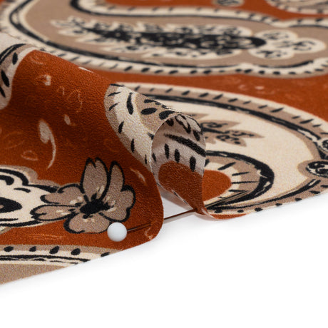 Mood Exclusive Brick Here's to Paisley Lightweight Recycled Polyester Crepe