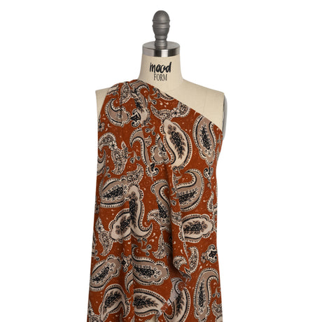 Mood Exclusive Brick Here's to Paisley Lightweight Recycled Polyester Crepe