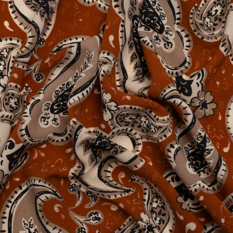 Mood Exclusive Brick Here's to Paisley Lightweight Recycled Polyester Crepe