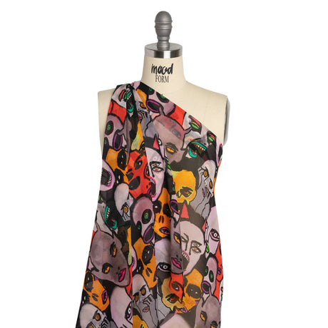 Mood Exclusive Red Nefarious Fiends Viscose Chiffon