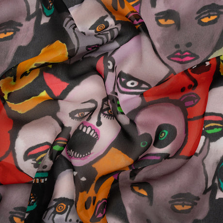 Mood Exclusive Red Nefarious Fiends Viscose Chiffon