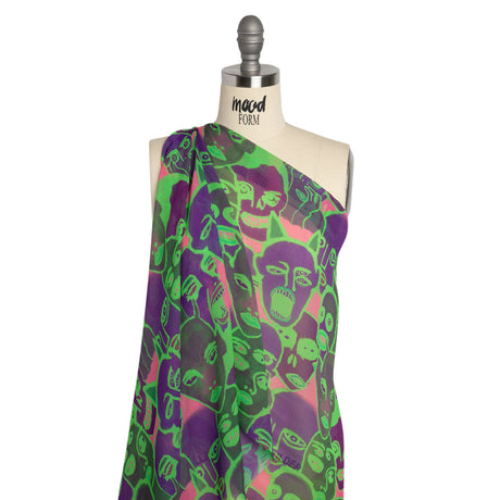 Mood Exclusive Neon Green Nefarious Fiends Viscose Chiffon