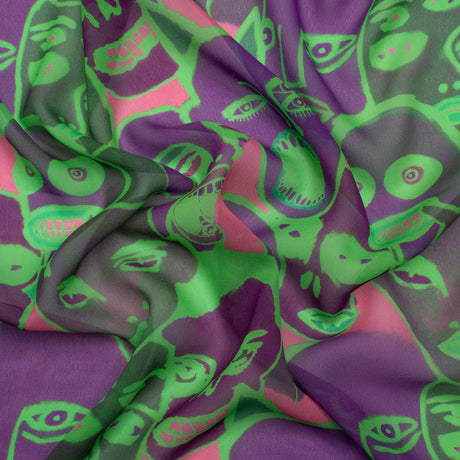 Mood Exclusive Neon Green Nefarious Fiends Viscose Chiffon