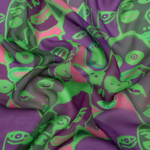 Mood Exclusive Neon Green Nefarious Fiends Viscose Chiffon